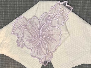 Lavender Color Organza Flower With Beads Work For Dress, Gowns, Tops etc. - design 2